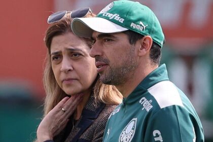 Abel Ferreira e Leila Pereira do Palmeiras