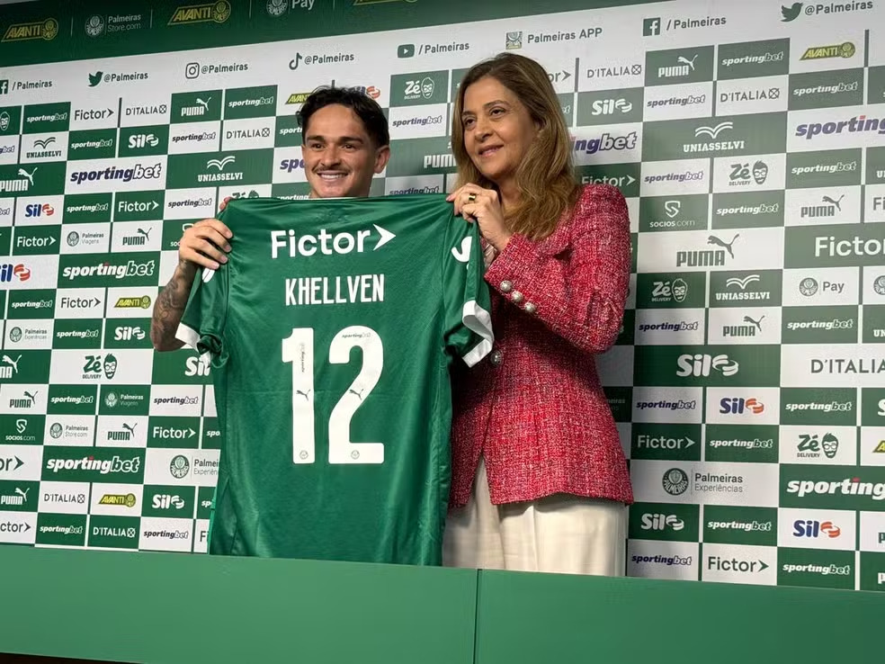 Khellven e Leila Pereira do Palmeiras
