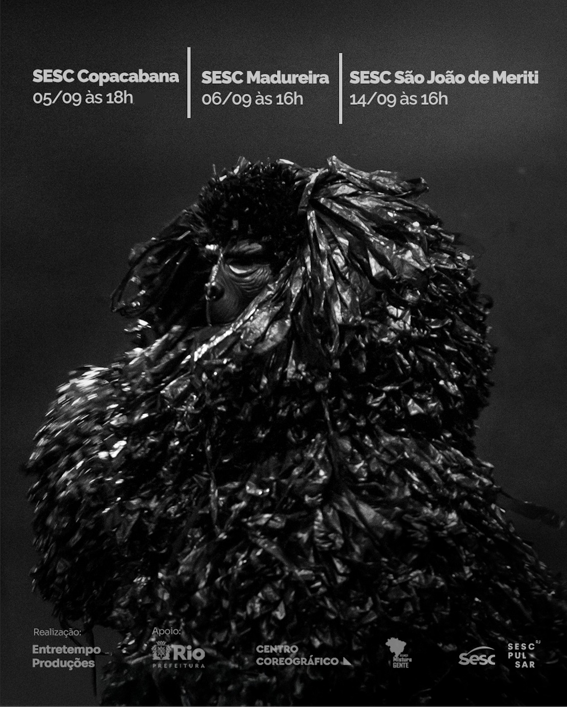 O espetáculo “Gorila de Saco” estreia no teatro na abertura do Festival Palavra Líquida 2025, no Sesc Copacabana e São João de Meriti, com apresentações gratuitas que unem dança, música e tradição popular.