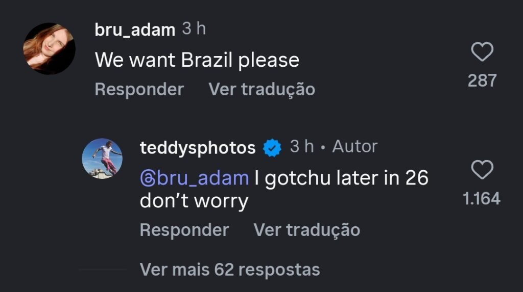 Ed Sheeran responde fã sobre shows no Brasil  Foto:X/Rádio Mix FM 