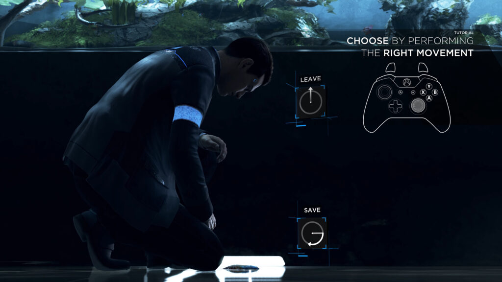Cena de Detroit: Become Human mostrando Connor investigando androides divergentes.
