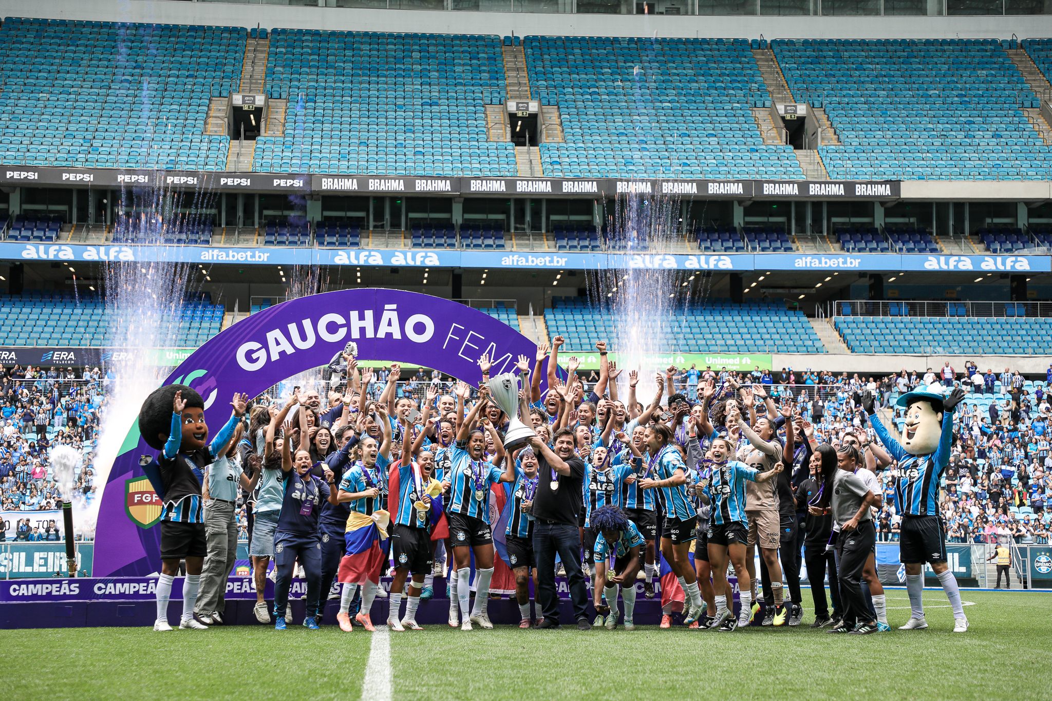 Ao todo, Grêmio tem seis títulos na história do Gauchão Feminino | Foto: Angelo Pieretti/Grêmio FBPA
